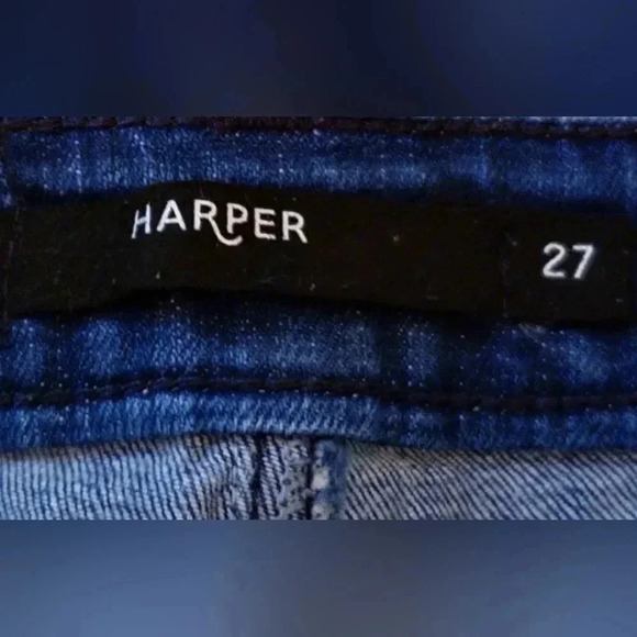 Harper Blue Jean Shorts - Womens - Size 27 - Embroidery Detail on Front Pockets - Picture 3 of 4